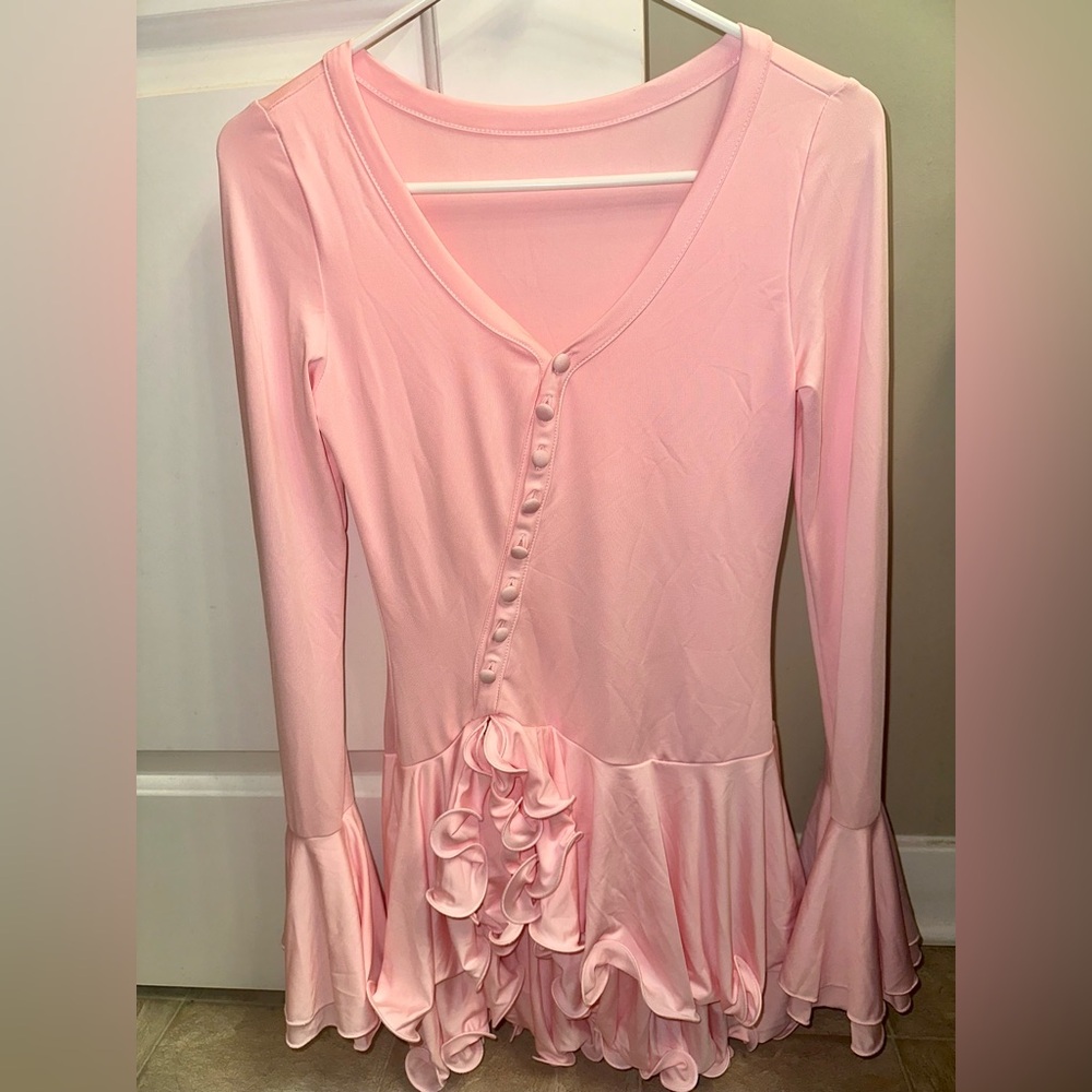 Pink Ruffle Mini Dress Size Small - Picture 3 of 4